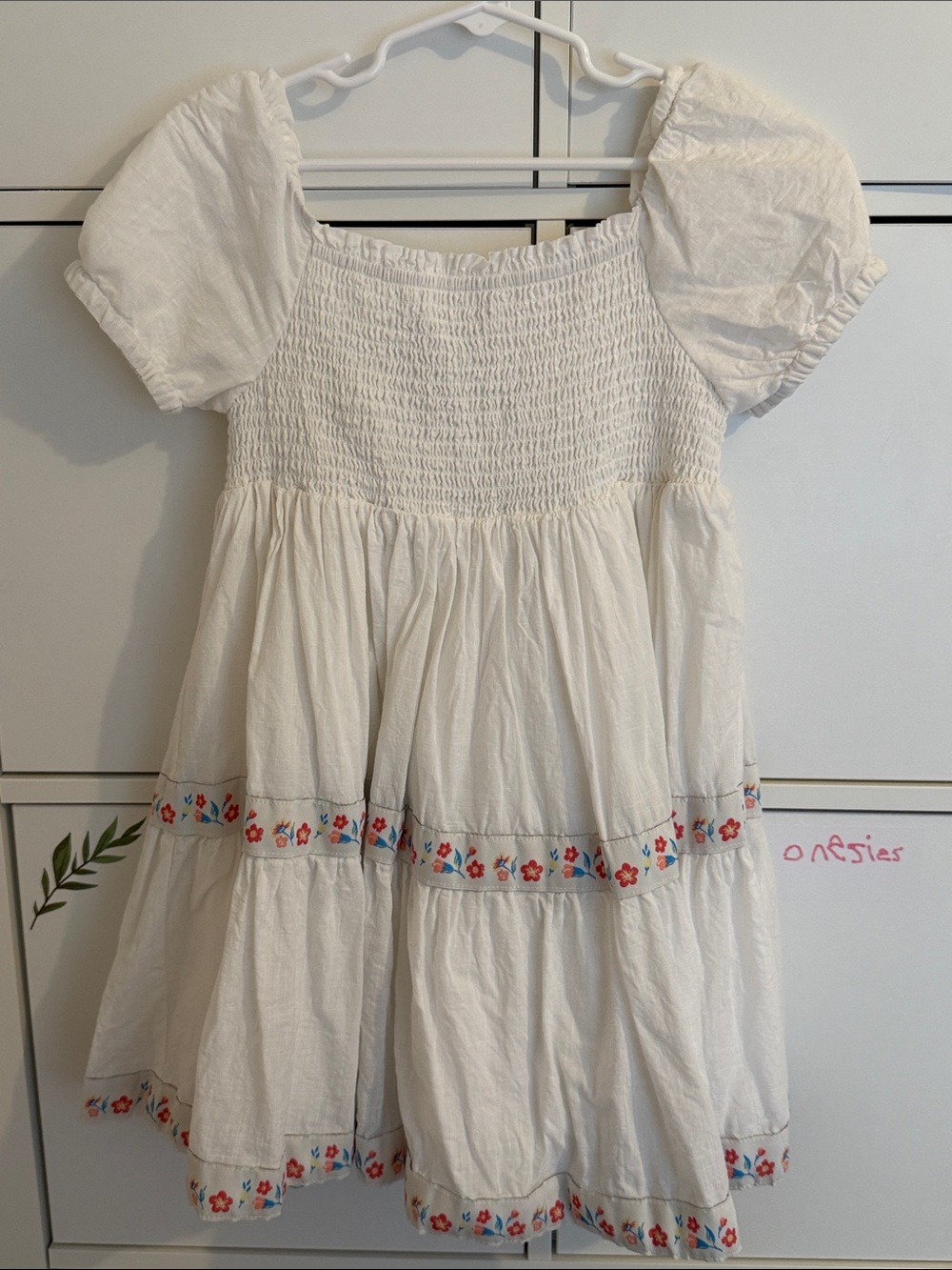 Never Worn Rachel Zoe White Smocked Bohemian Peasant Top Dress Girls Size 7
